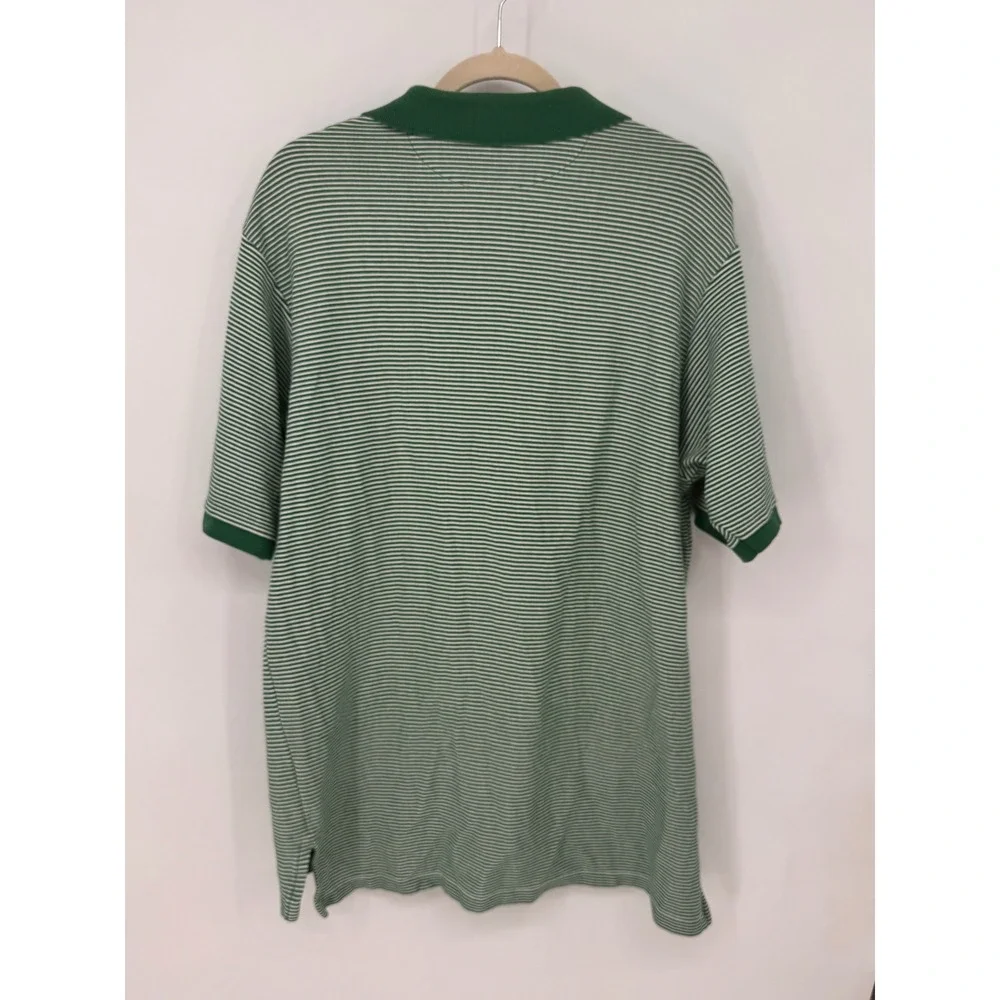Polo Ralph Lauren Polo Shirt Mens XL Green Striped Golf Crest Cotton S/S Preppy